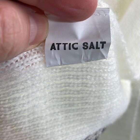 SCARF Tight Knit Rectangular Cream and Gray cozy warm - Picture 7 of 10